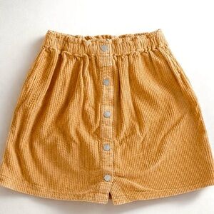 H&M Camel Corduroy Button-Front Mini Skirt